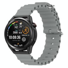 Per Huawei Watch GT Runner 22mm Cinturino in silicone a tinta unita stile oceano (grigio)