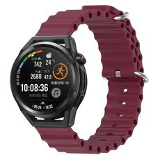 Per Huawei Watch GT Runner 22mm Cinturino in silicone a tinta unita stile oceano (rosso vino)