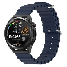 Per Huawei Watch GT Runner 22mm Cinturino in silicone a tinta unita stile oceano (blu scuro)