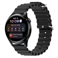 Per Huawei Watch 3 22mm Cinturino in silicone a tinta unita stile oceano (nero)