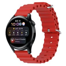 Per Huawei Watch 3 22mm Cinturino in silicone a tinta unita stile oceano (rosso)