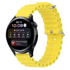 Per Huawei Watch 3 22mm Cinturino in silicone a tinta unita stile oceano (giallo)