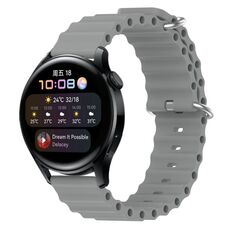 Per Huawei Watch 3 22mm Cinturino in silicone a tinta unita stile oceano (grigio)