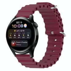 Per Huawei Watch 3 22mm Cinturino in silicone a tinta unita stile oceano (rosso vino)