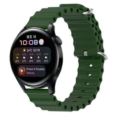 Per Huawei Watch 3 22mm Cinturino in silicone a tinta unita stile oceano (verde militare)