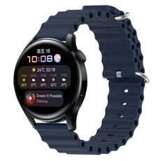 Per Huawei Watch 3 22mm Cinturino in silicone a tinta unita stile oceano (blu scuro)