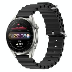 Per Huawei Watch 3 Pro 22mm Cinturino in silicone a tinta unita stile oceano (nero)