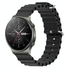 Per Huawei GT2 Pro 22mm Cinturino in silicone a tinta unita stile oceano (nero)