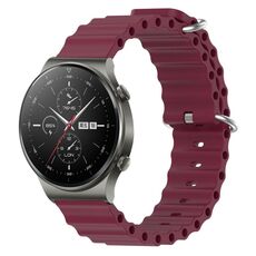 Per Huawei GT2 Pro 22mm Cinturino in silicone a tinta unita stile oceano (rosso vino)