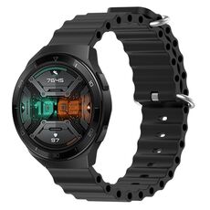 Per Huawei Watch GT 2E 22mm Cinturino in silicone a tinta unita stile oceano (nero)