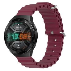 Per Huawei Watch GT 2E 22mm Cinturino in silicone a tinta unita stile oceano (rosso vino)