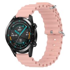 Per Huawei GT2 46mm 22mm Cinturino in silicone a tinta unita stile oceano (rosa)