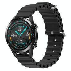 Per Huawei GT2 46mm 22mm Cinturino in silicone a tinta unita stile oceano (nero)