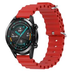 Per Huawei GT2 46mm 22mm Cinturino in silicone a tinta unita stile oceano (rosso)