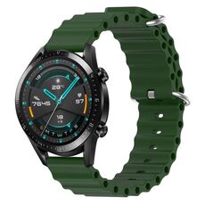 Per Huawei GT2 46mm 22mm Cinturino in silicone a tinta unita stile oceano (verde militare)