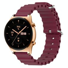 Cinturino per orologio For Honor Watch GS 3 22mm in silicone a tinta unita stile oceano (rosso vino)