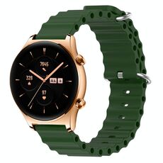 Cinturino per orologio For Honor Watch GS 3 22mm in silicone a tinta unita stile oceano (verde militare)