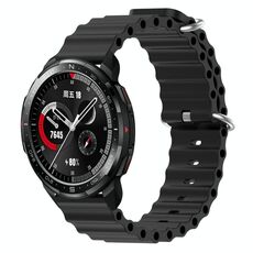 Cinturino per orologio For Honor Watch GS Pro 22 mm in silicone a tinta unita stile oceano (nero)