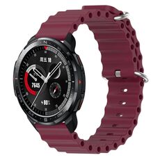 Cinturino per orologio For Honor Watch GS Pro 22 mm in silicone a tinta unita stile oceano (rosso vino)