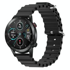 For Honor Magic Watch 2 46mm 22mm Cinturino in silicone a tinta unita stile oceano (nero)