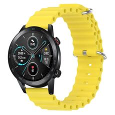 For Honor Magic Watch 2 46mm 22mm Cinturino in silicone a tinta unita stile oceano (giallo)