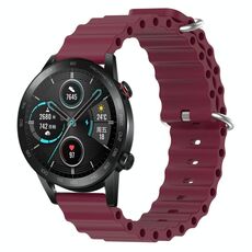 For Honor Magic Watch 2 46mm 22mm Cinturino in silicone a tinta unita stile oceano (rosso vino)
