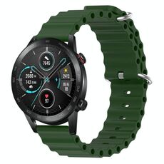 For Honor Magic Watch 2 46mm 22mm Cinturino in silicone a tinta unita stile oceano (verde militare)
