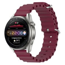 Per Huawei Watch 3 Pro Nuovo cinturino in silicone a tinta unita da 22 mm stile oceano (rosso vino)