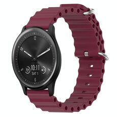 Per Garmin Vivomove Sport 20mm Cinturino in silicone a tinta unita stile oceano (bordeaux)