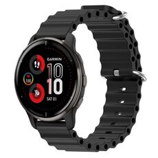 Per Garmin Venu 2 Plus 20mm Cinturino in silicone a tinta unita stile oceano (nero)