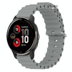 Per Garmin Venu 2 Plus 20mm Cinturino in silicone a tinta unita stile oceano (grigio)