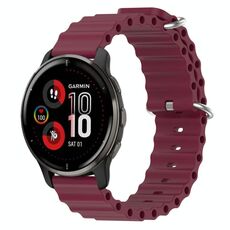 Per Garmin Venu 2 Plus 20mm Cinturino in silicone a tinta unita stile oceano (bordeaux)