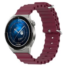 Per Huawei Watch GT3 Pro 43mm 20mm Cinturino in silicone a tinta unita stile oceano (rosso vino)