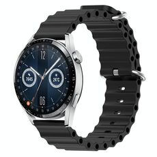 Per Huawei Watch GT3 42mm 20mm Cinturino in silicone a tinta unita stile oceano (nero)