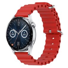 Per Huawei Watch GT3 42mm 20mm Cinturino in silicone a tinta unita stile oceano (rosso)