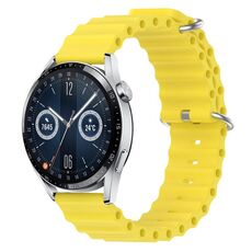 Per Huawei Watch GT3 42mm 20mm Cinturino in silicone a tinta unita stile oceano (giallo)