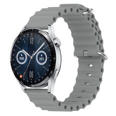 Per Huawei Watch GT3 42mm 20mm Cinturino in silicone a tinta unita stile oceano (grigio)