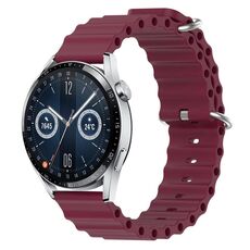 Per Huawei Watch GT3 42mm 20mm Cinturino in silicone a tinta unita stile oceano (rosso vino)