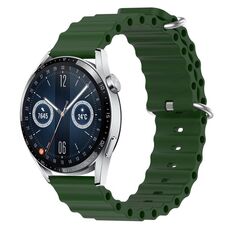 Per Huawei Watch GT3 42mm 20mm Cinturino in silicone a tinta unita stile oceano (verde militare)