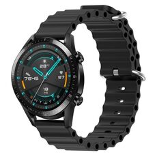 Per Huawei Watch GT2 42mm 20mm Cinturino in silicone a tinta unita stile oceano (nero)