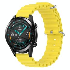 Per Huawei Watch GT2 42mm 20mm Cinturino in silicone a tinta unita stile oceano (giallo)