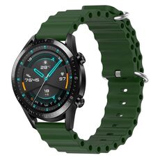 Per Huawei Watch GT2 42mm 20mm Cinturino in silicone a tinta unita stile oceano (verde militare)