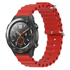 Per Huawei Watch 2 20mm Cinturino in silicone a tinta unita stile oceano (rosso)