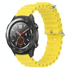 Per Huawei Watch 2 20mm Cinturino in silicone a tinta unita stile oceano (giallo)