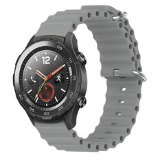 Per Huawei Watch 2 20mm Cinturino in silicone a tinta unita stile oceano (grigio)