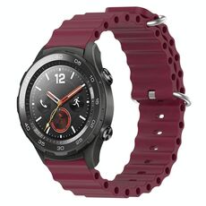 Per Huawei Watch 2 Cinturino per orologio in silicone a tinta unita da 20 mm stile oceano (rosso vino)