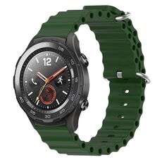 Per Huawei Watch 2 Cinturino per orologio in silicone a tinta unita da 20 mm stile oceano (verde militare)