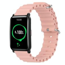 Cinturino per orologio For Honor Watch ES 20 mm stile oceano in silicone a tinta unita (rosa)