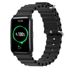 Cinturino per orologio For Honor Watch ES 20 mm stile oceano in silicone a tinta unita (nero)