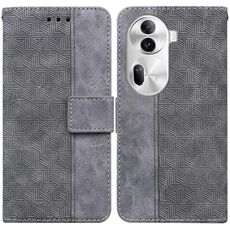 Per OPPO Reno11 Pro 5G Custodia per telefono in pelle goffrata geometrica globale (grigia)